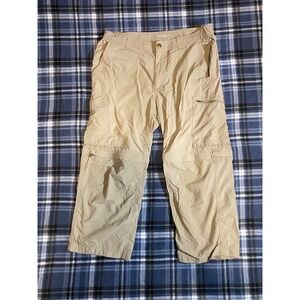 Columbia Mens Convertible Hiking Cargo Pants‎ Tan Beige Zip Off Shorts 34x25